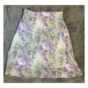 Dressbarn Women's Plus Size Floral Paisley Chiffon Skirt Size 24